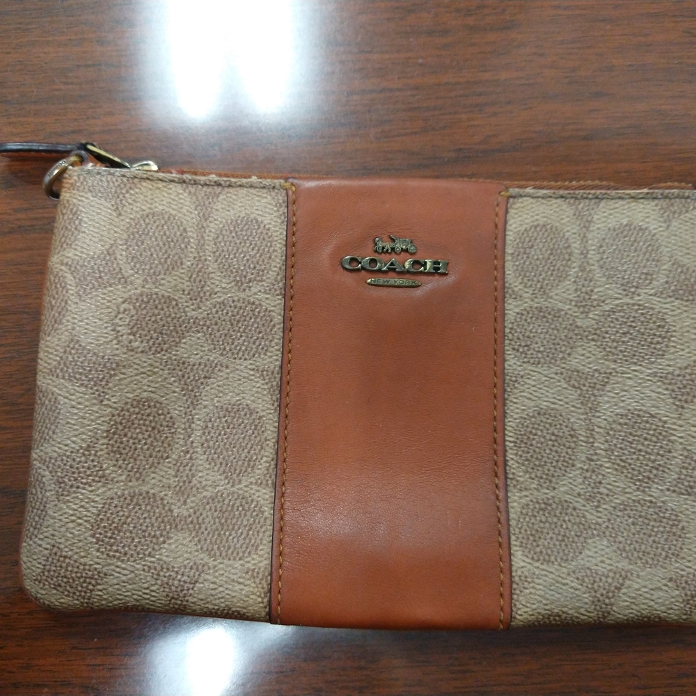 Coach Tan and Brown Wristlet